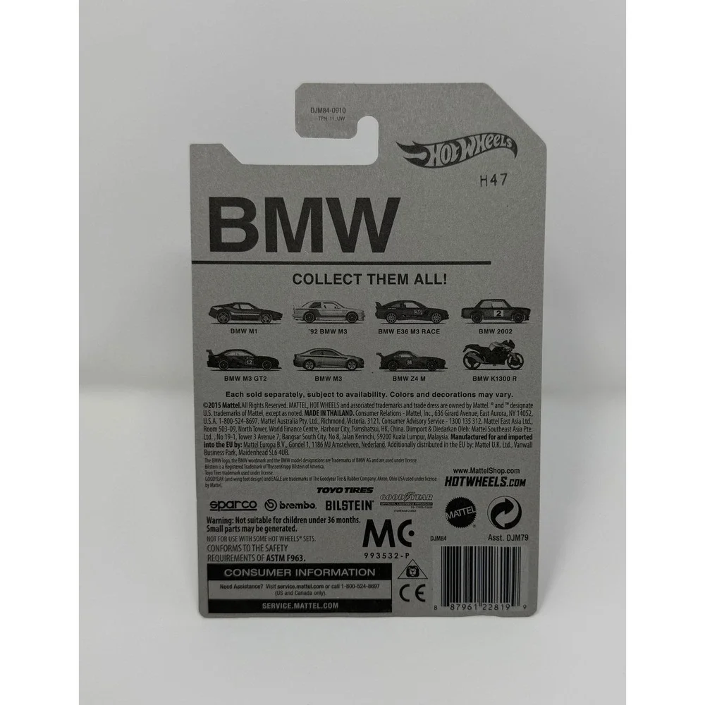 Hot Wheels BMW M3 GT2 Blue 5/8 2016 BMW Series Diecast Car DJM84